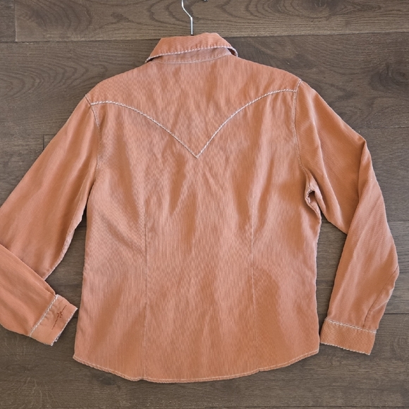 Ryan Micheal Silk/Cotton Women's Button Down Western Shirt, pumpkin Orange - Picture 8 of 14